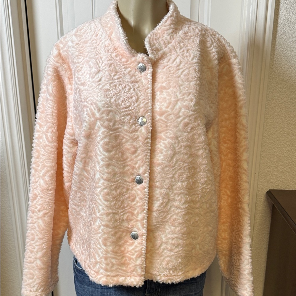 Coldwater Creek plush embossed snap-front jacket — size XL, made in‎ USA
